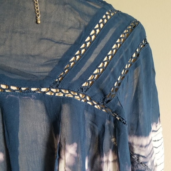 FREE PEOPLE Oversized tie and dyed sheer chiffon top - Picture 7 of 13